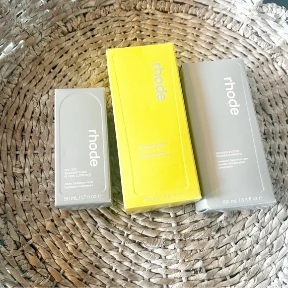 New Rhode BUNDLE Peptide Glazing Fluid, Barrier Butter, and Pineapple Cleanser